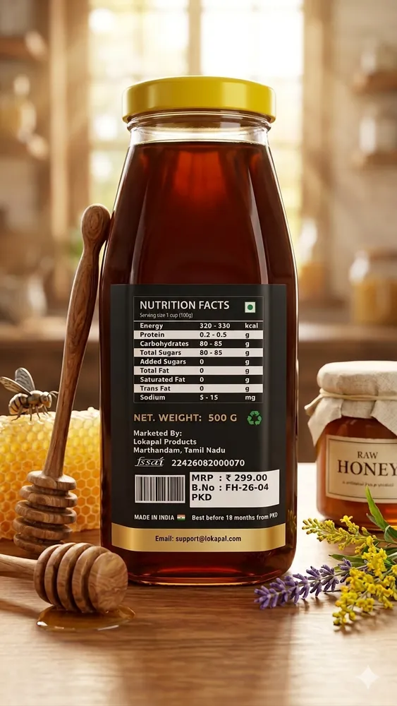 Premium Fresh Honey: 100% Pure & Natural Forest Essence (500g) - Minimally Processed